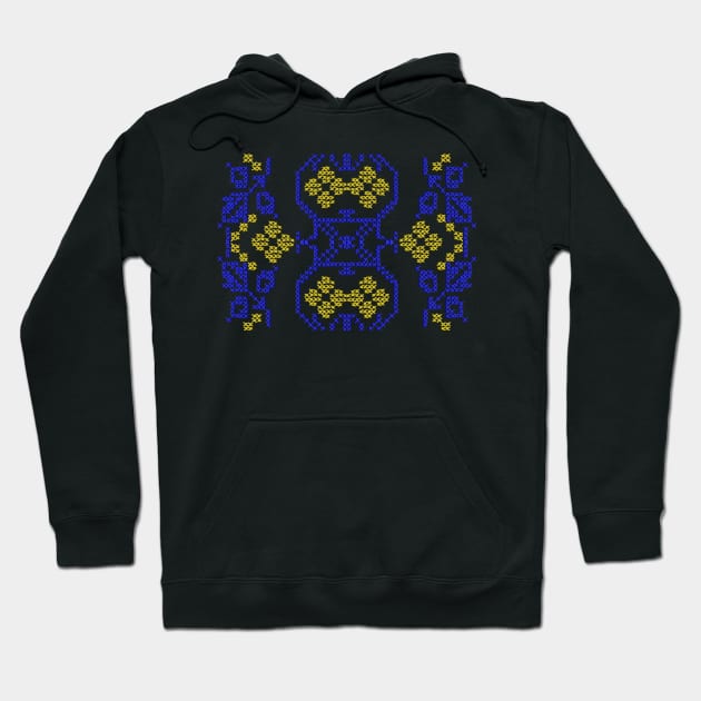 Ukrainian motive. Folk embroidery yellow blue Hoodie by sonaart